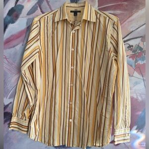 BANANA REPUBLIC Men's Yellow Stripe Cotton Long Sleeve Button Down Shirt M